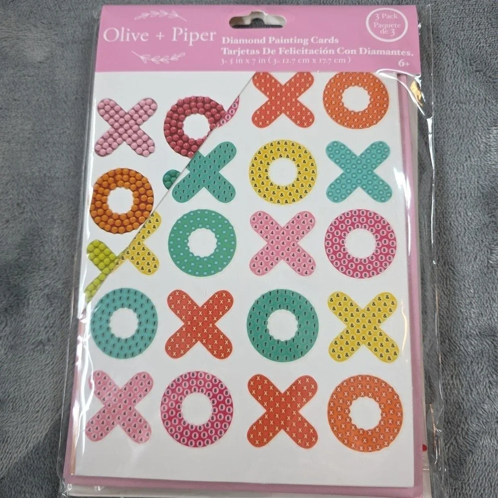 Party Ideas Valentines OLIVE+PIPER 3 Pack Diamond Painting‎ Cards XOXO